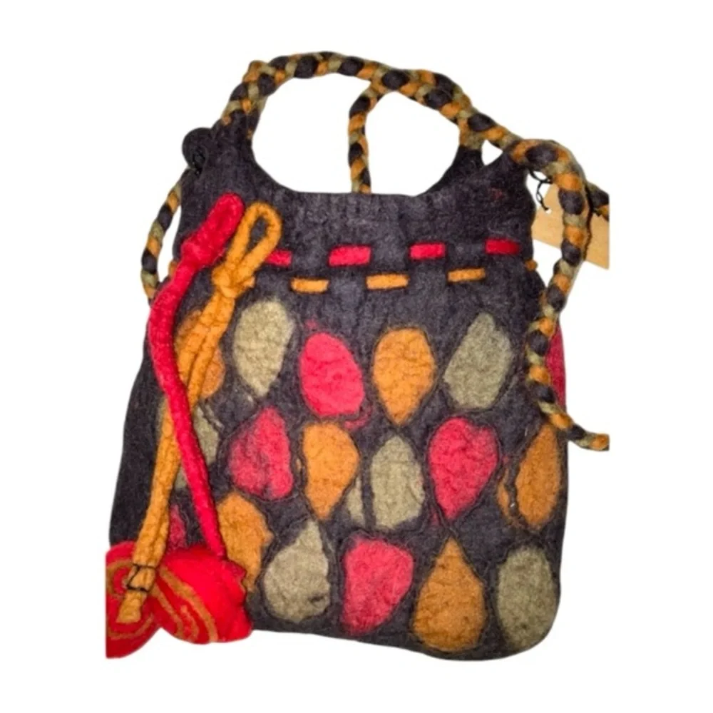 Rising Tide Felted Wool Shoulder Bag Handmade  - Multicolored - NWT